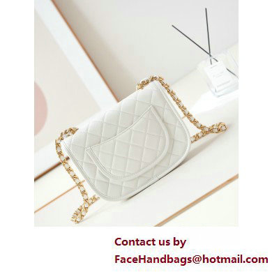 Chanel Calfskin  &  Gold-Tone Metal Messenger Bag AS4845 White 2025